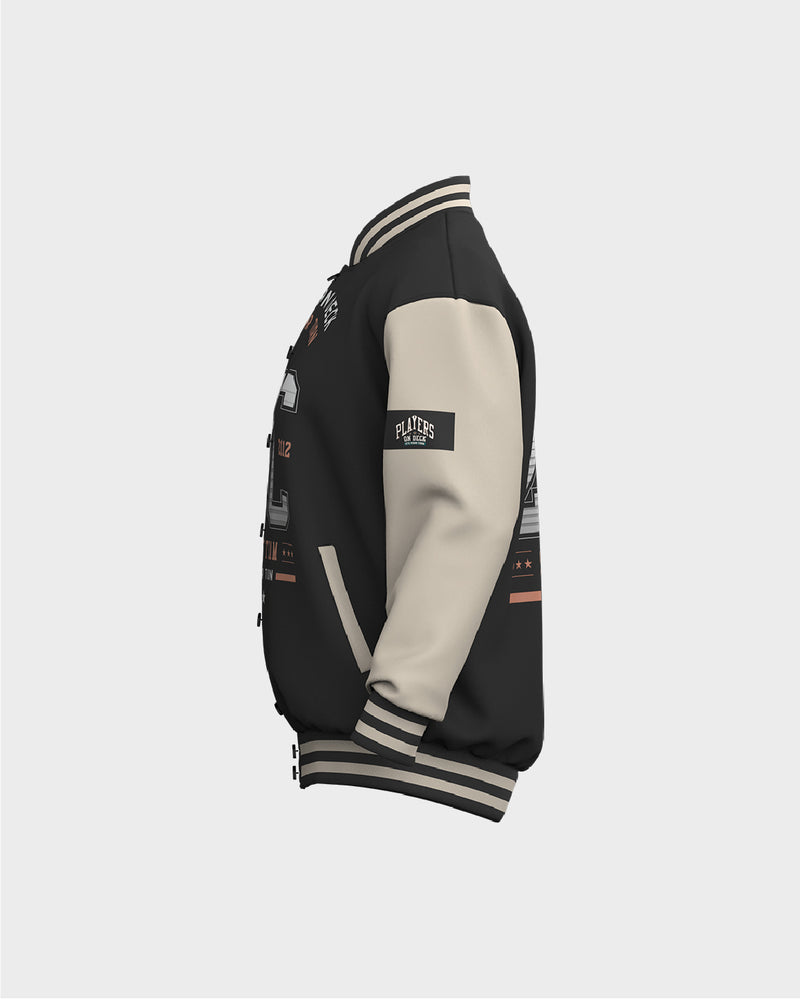 Mens Bomber Jacket -  Black & Beige