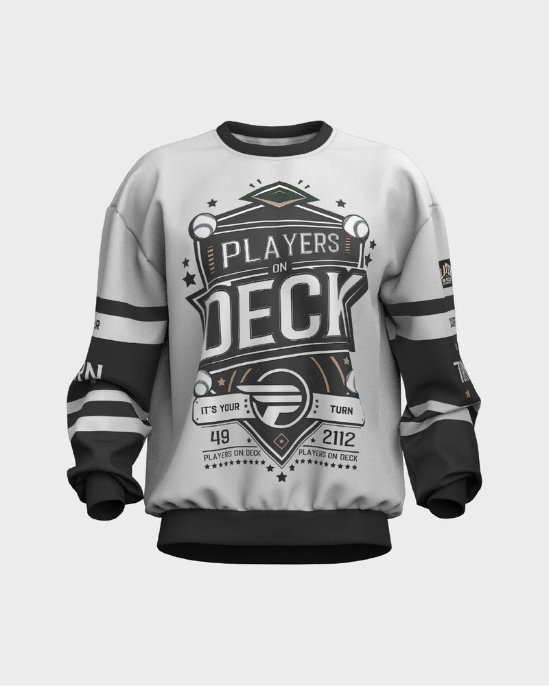 Mens Graphic Crew Neck Sweater - Black & White