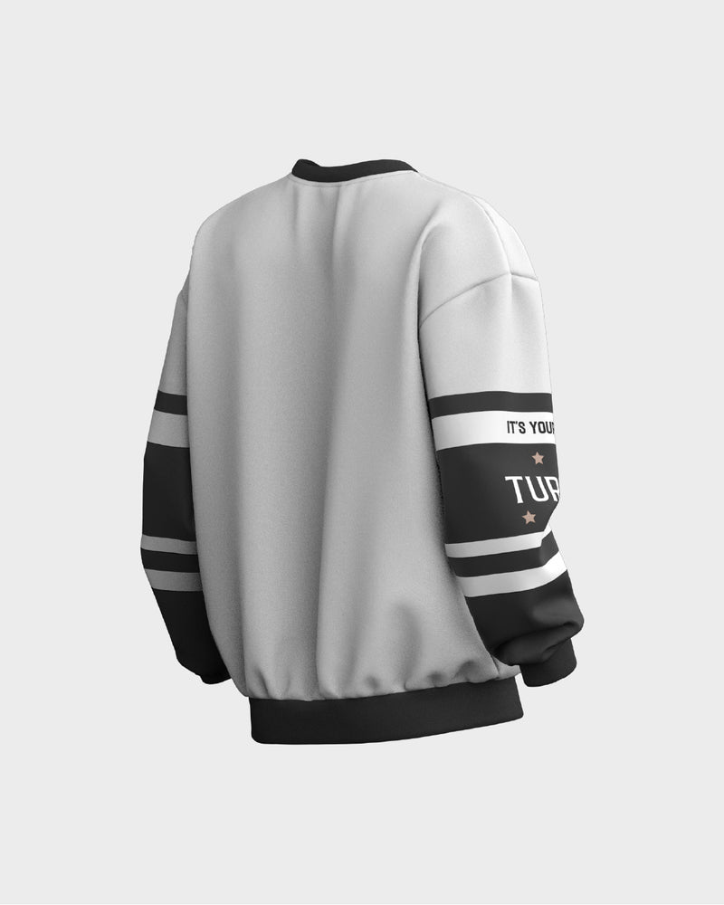 Mens Graphic Crew Neck Sweater - Black & White