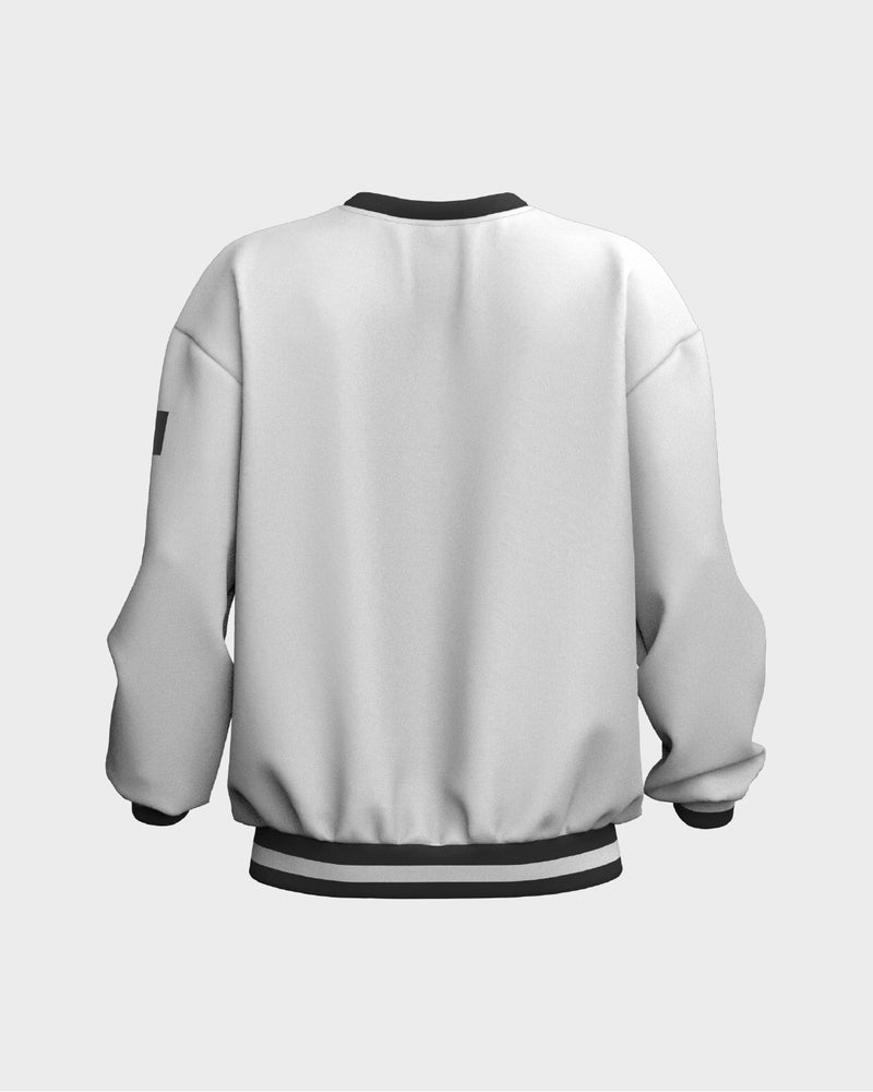 Mens Graphic Crew Neck Sweater - White & Black